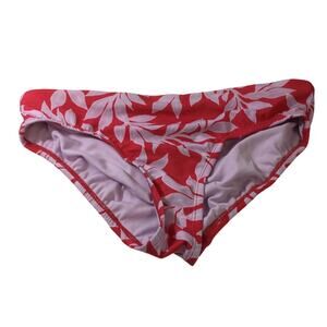 ALL IN MOTION 14W plus Bikini Swim Bottoms Red & White Leaf Print floral b141